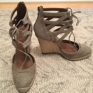 Aquazurra suede lace up wedges